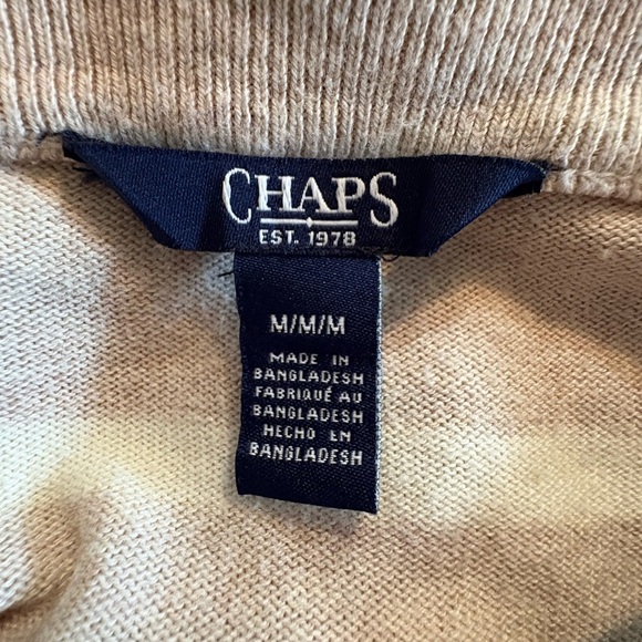 Chaps Tan and White Striped Blouse size M - Picture 6 of 8